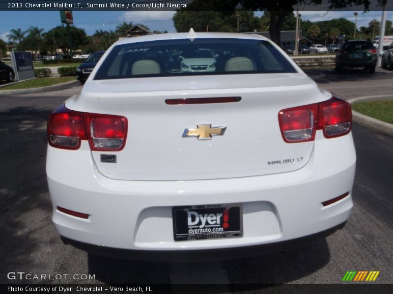 Summit White / Cocoa/Light Neutral 2013 Chevrolet Malibu LT