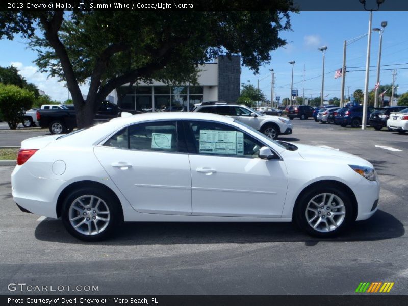 Summit White / Cocoa/Light Neutral 2013 Chevrolet Malibu LT