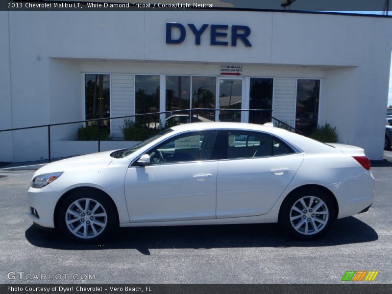 White Diamond Tricoat / Cocoa/Light Neutral 2013 Chevrolet Malibu LT