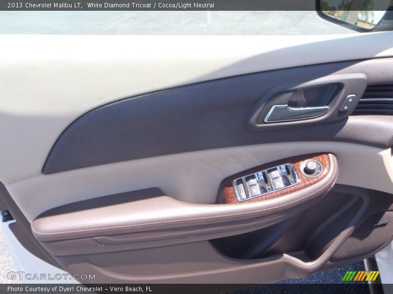 White Diamond Tricoat / Cocoa/Light Neutral 2013 Chevrolet Malibu LT