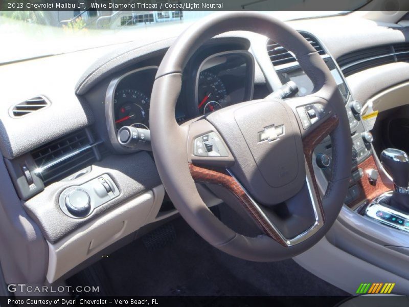 White Diamond Tricoat / Cocoa/Light Neutral 2013 Chevrolet Malibu LT