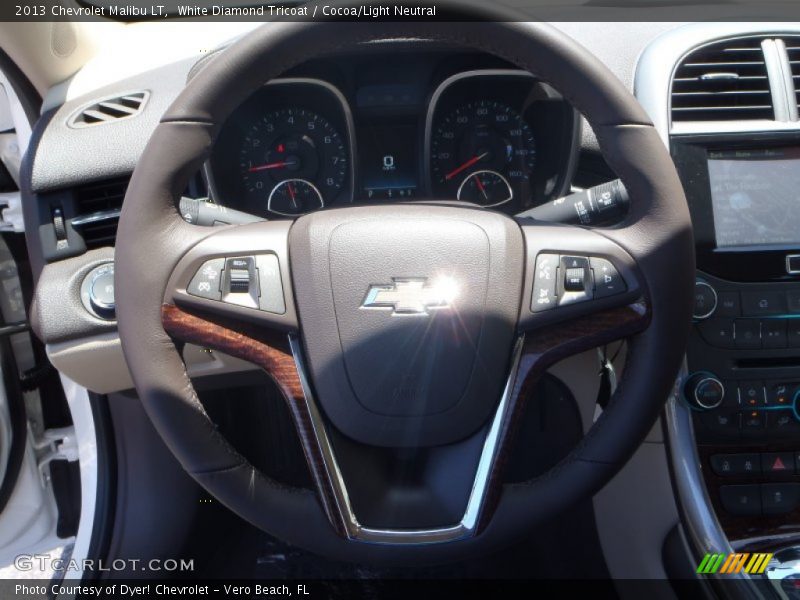 White Diamond Tricoat / Cocoa/Light Neutral 2013 Chevrolet Malibu LT