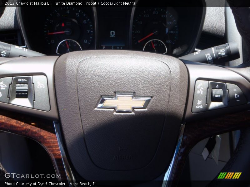 White Diamond Tricoat / Cocoa/Light Neutral 2013 Chevrolet Malibu LT