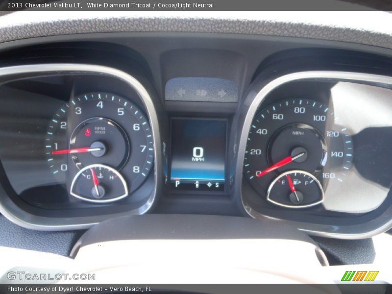 White Diamond Tricoat / Cocoa/Light Neutral 2013 Chevrolet Malibu LT