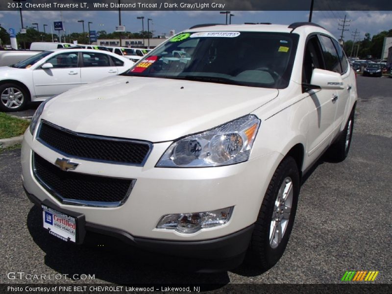 White Diamond Tricoat / Dark Gray/Light Gray 2012 Chevrolet Traverse LT