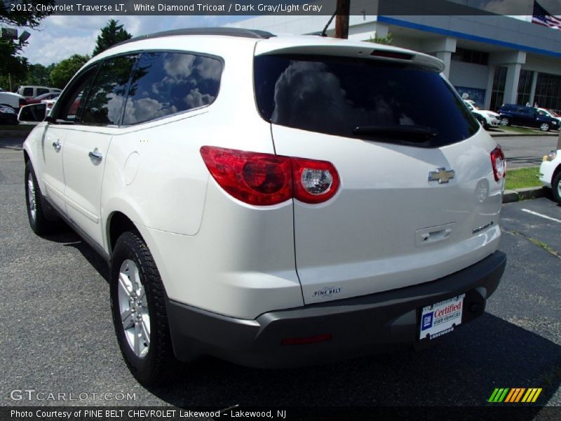 White Diamond Tricoat / Dark Gray/Light Gray 2012 Chevrolet Traverse LT