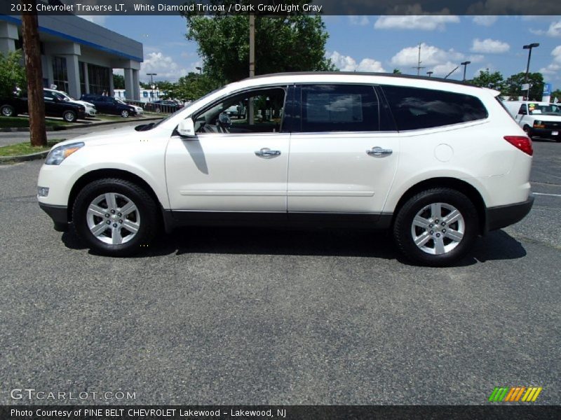 White Diamond Tricoat / Dark Gray/Light Gray 2012 Chevrolet Traverse LT