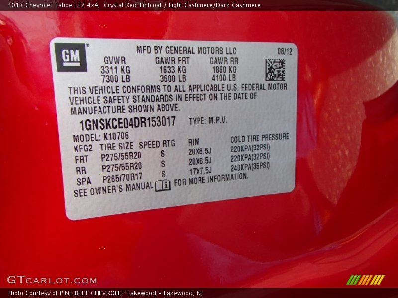Crystal Red Tintcoat / Light Cashmere/Dark Cashmere 2013 Chevrolet Tahoe LTZ 4x4