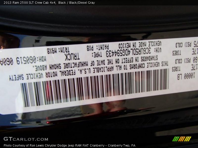 Black / Black/Diesel Gray 2013 Ram 2500 SLT Crew Cab 4x4