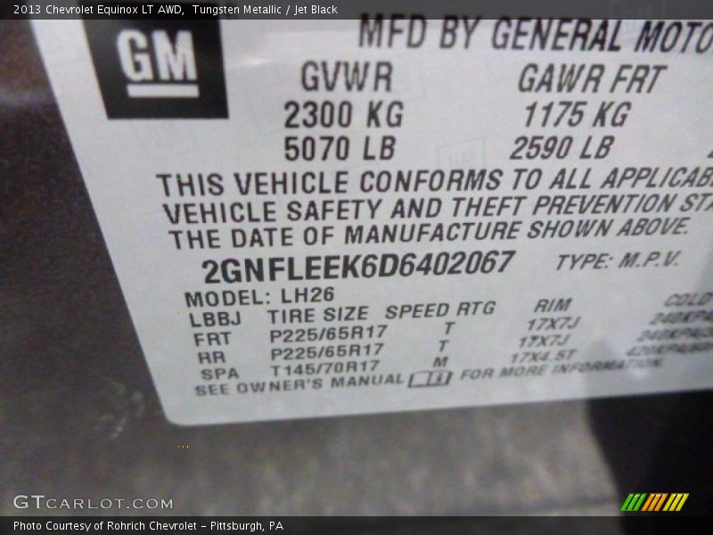 Tungsten Metallic / Jet Black 2013 Chevrolet Equinox LT AWD