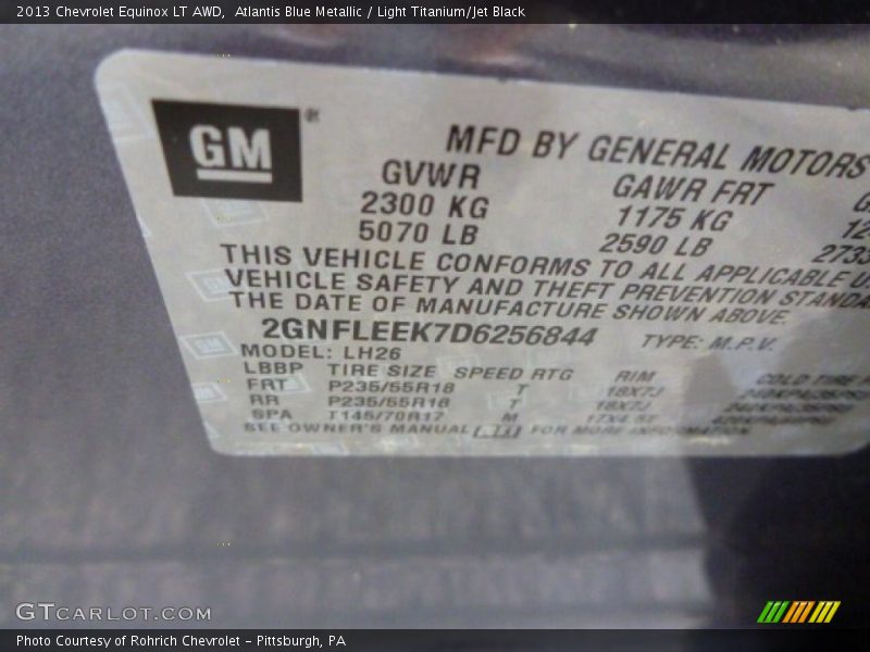 Atlantis Blue Metallic / Light Titanium/Jet Black 2013 Chevrolet Equinox LT AWD