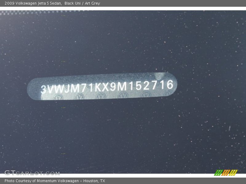 Black Uni / Art Grey 2009 Volkswagen Jetta S Sedan
