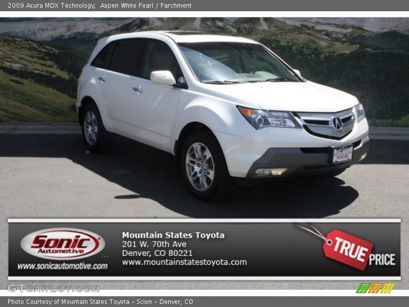 Aspen White Pearl / Parchment 2009 Acura MDX Technology