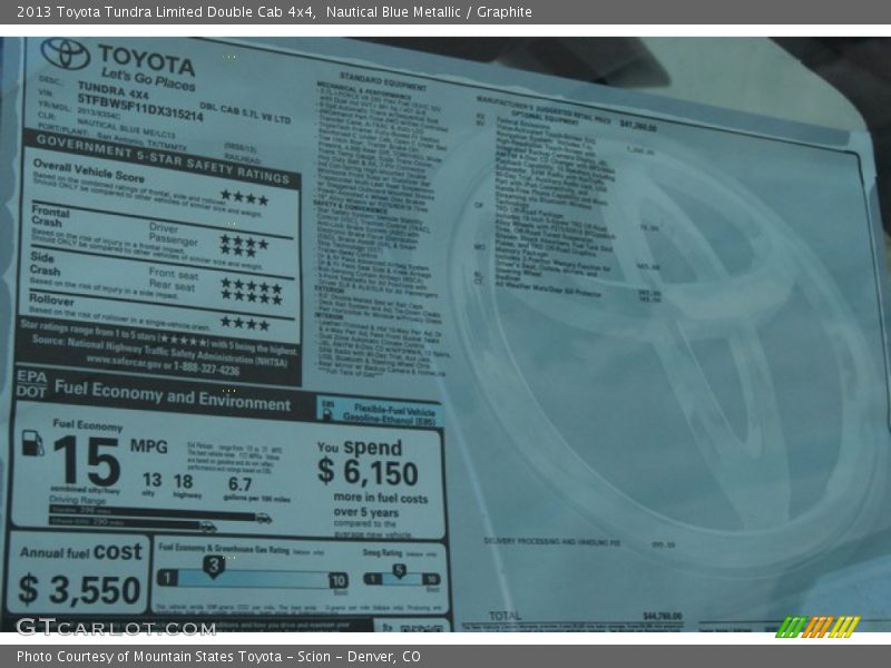 Nautical Blue Metallic / Graphite 2013 Toyota Tundra Limited Double Cab 4x4