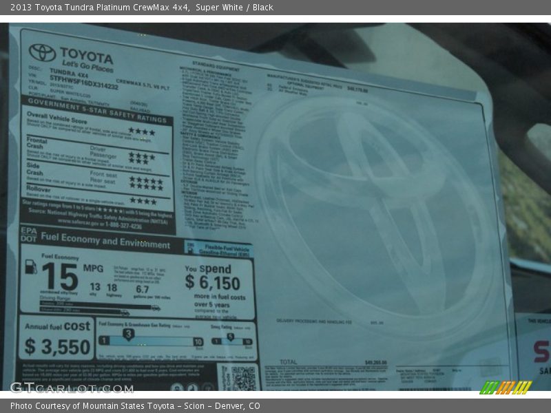 Super White / Black 2013 Toyota Tundra Platinum CrewMax 4x4
