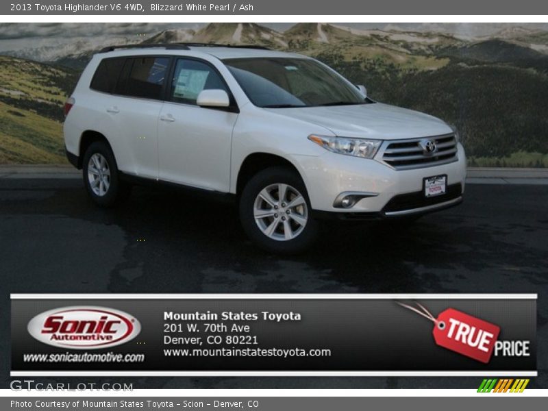 Blizzard White Pearl / Ash 2013 Toyota Highlander V6 4WD