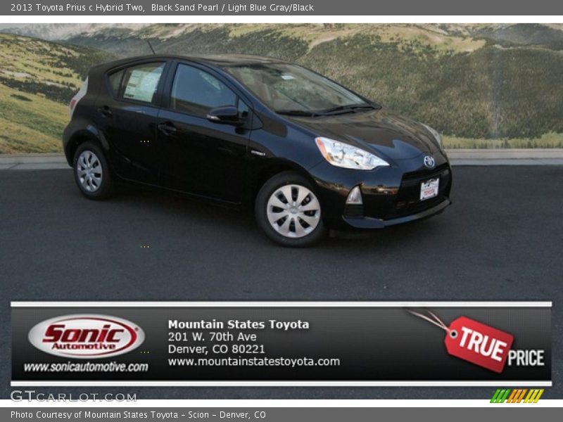 Black Sand Pearl / Light Blue Gray/Black 2013 Toyota Prius c Hybrid Two