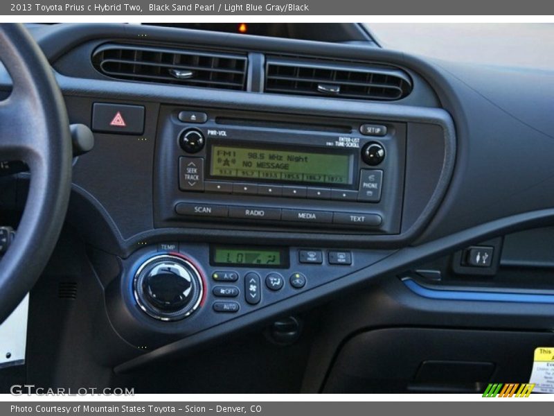 Black Sand Pearl / Light Blue Gray/Black 2013 Toyota Prius c Hybrid Two