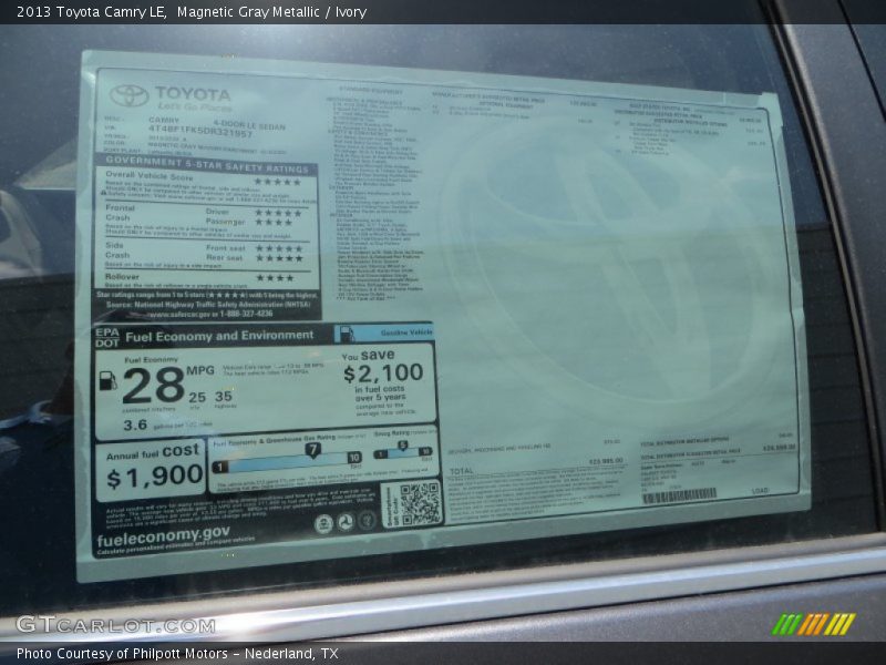 Magnetic Gray Metallic / Ivory 2013 Toyota Camry LE