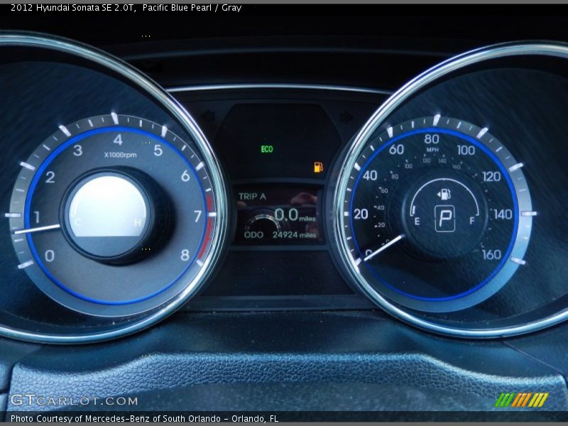 Pacific Blue Pearl / Gray 2012 Hyundai Sonata SE 2.0T