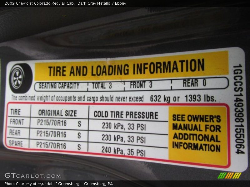 Dark Gray Metallic / Ebony 2009 Chevrolet Colorado Regular Cab
