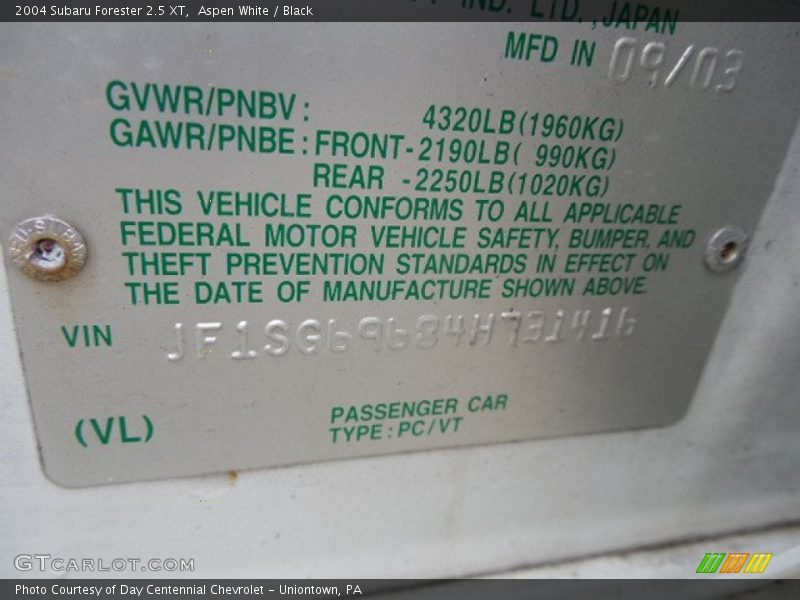 Aspen White / Black 2004 Subaru Forester 2.5 XT