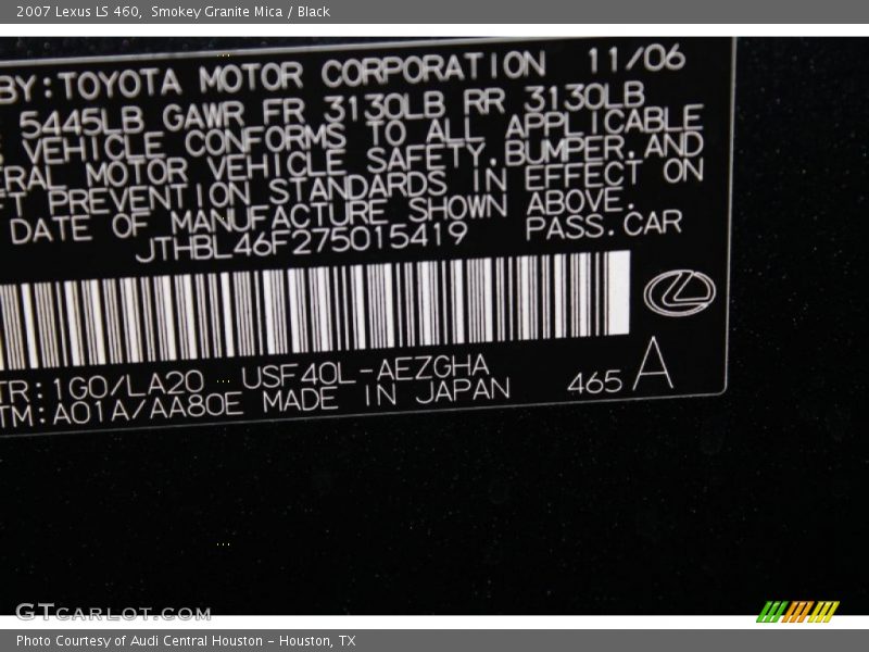 Smokey Granite Mica / Black 2007 Lexus LS 460
