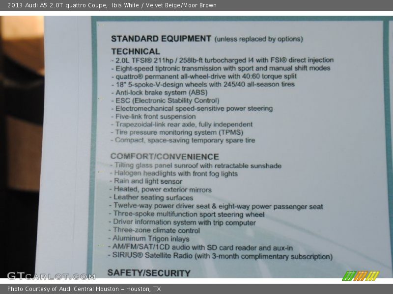 Ibis White / Velvet Beige/Moor Brown 2013 Audi A5 2.0T quattro Coupe