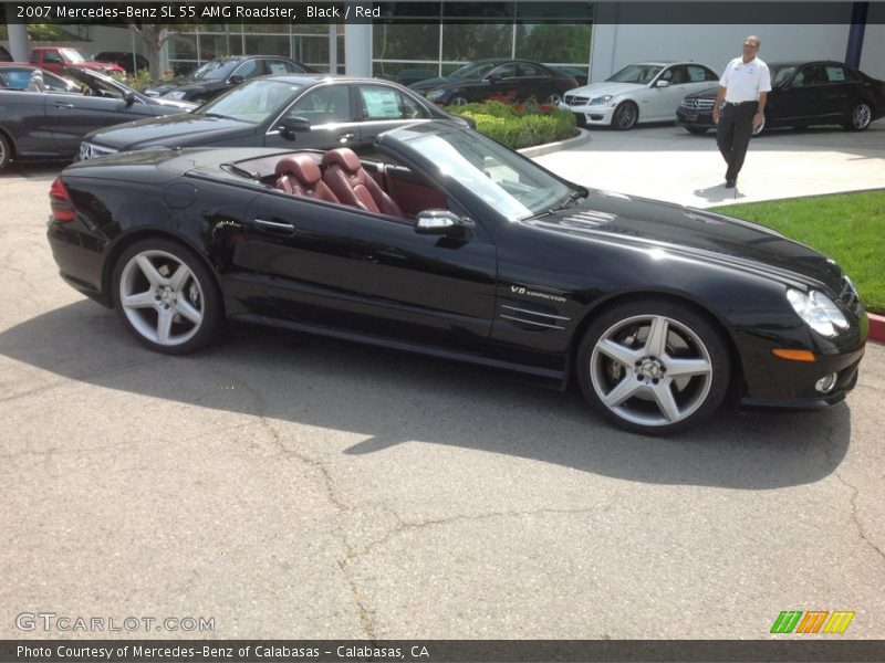 Black / Red 2007 Mercedes-Benz SL 55 AMG Roadster