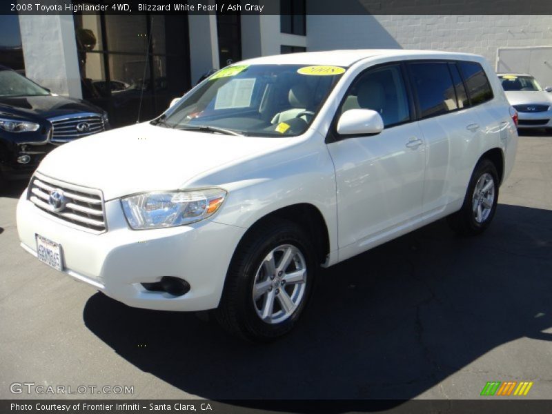 Blizzard White Pearl / Ash Gray 2008 Toyota Highlander 4WD