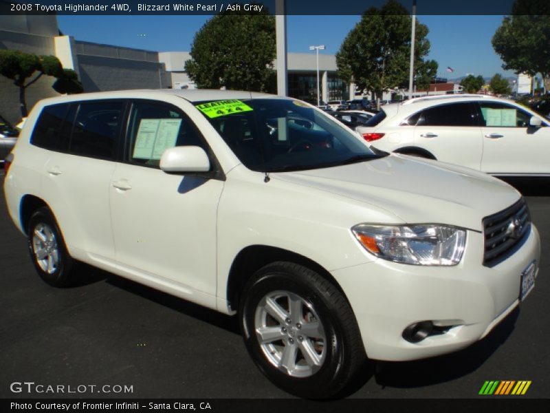 Blizzard White Pearl / Ash Gray 2008 Toyota Highlander 4WD