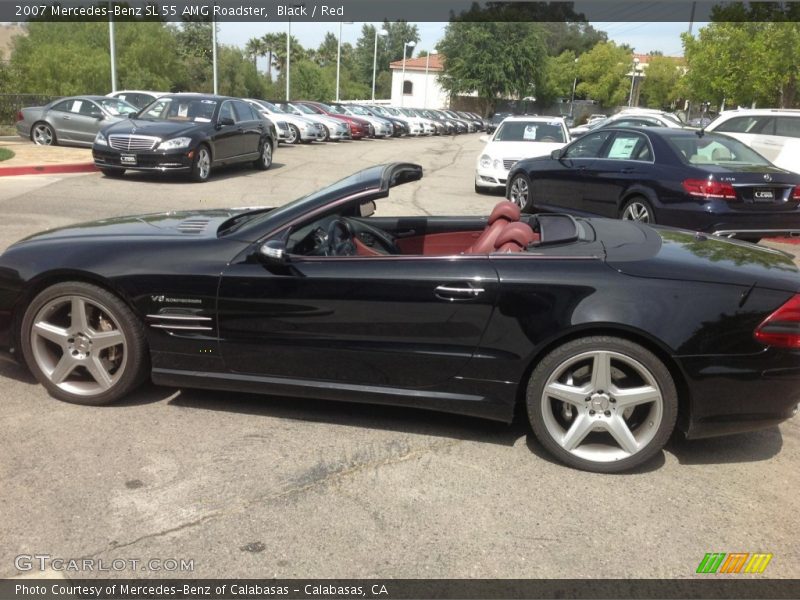 Black / Red 2007 Mercedes-Benz SL 55 AMG Roadster