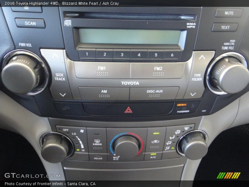 Blizzard White Pearl / Ash Gray 2008 Toyota Highlander 4WD