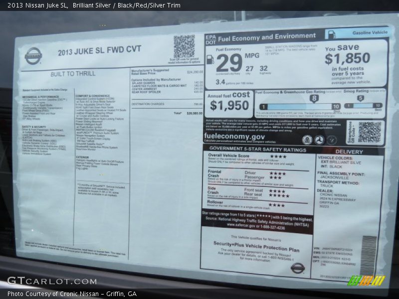 Brilliant Silver / Black/Red/Silver Trim 2013 Nissan Juke SL