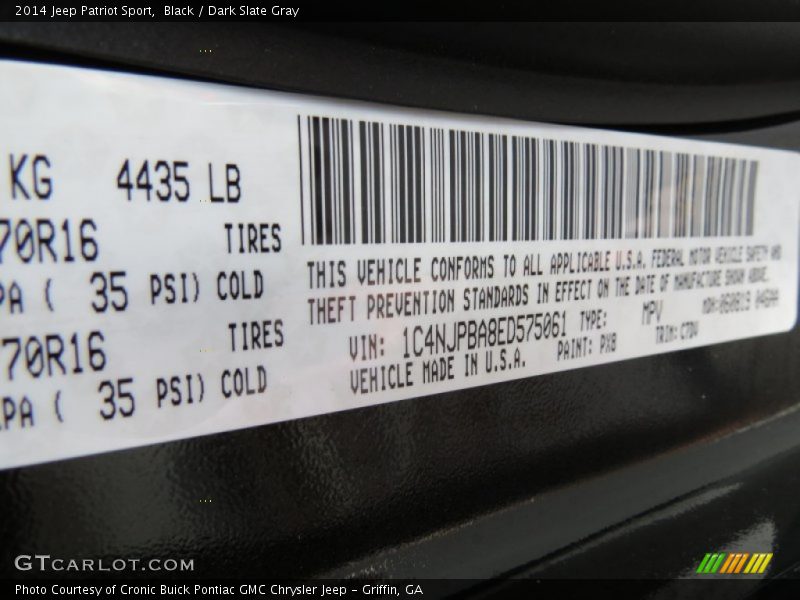 Black / Dark Slate Gray 2014 Jeep Patriot Sport