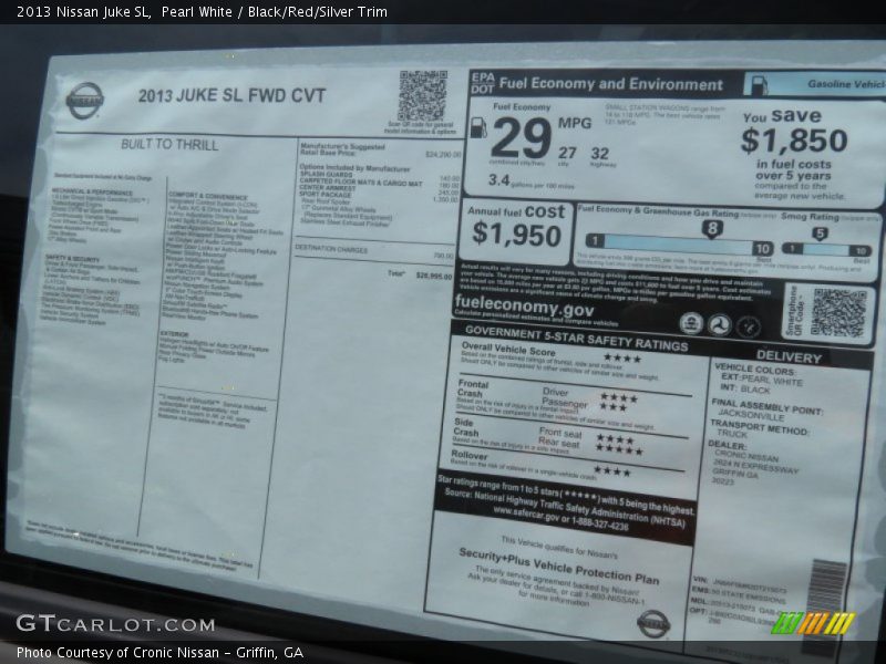 Pearl White / Black/Red/Silver Trim 2013 Nissan Juke SL