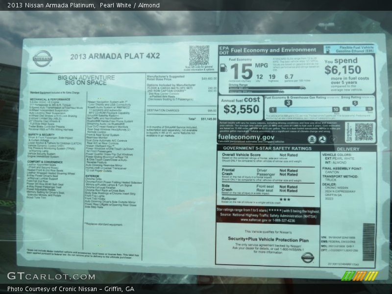 2013 Armada Platinum Window Sticker