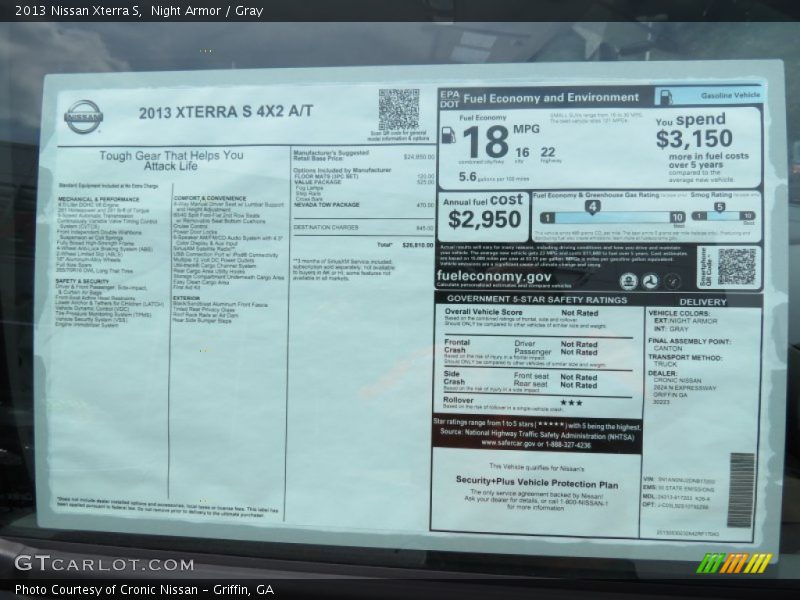  2013 Xterra S Window Sticker