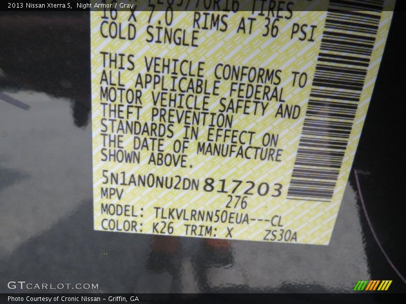 2013 Xterra S Night Armor Color Code K26