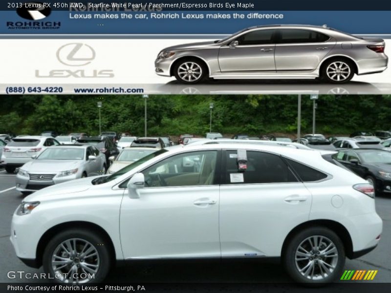 Starfire White Pearl / Parchment/Espresso Birds Eye Maple 2013 Lexus RX 450h AWD