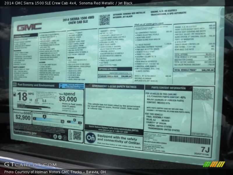  2014 Sierra 1500 SLE Crew Cab 4x4 Window Sticker