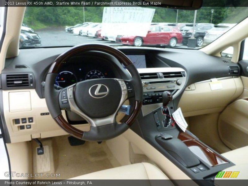 Starfire White Pearl / Parchment/Espresso Birds Eye Maple 2013 Lexus RX 450h AWD
