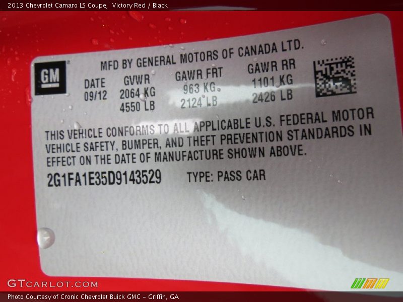 Victory Red / Black 2013 Chevrolet Camaro LS Coupe