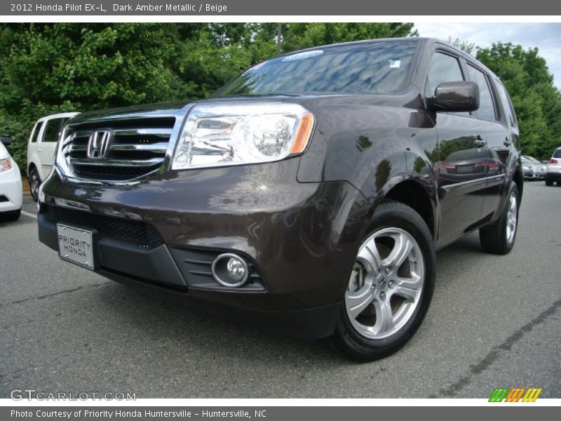 Dark Amber Metallic / Beige 2012 Honda Pilot EX-L