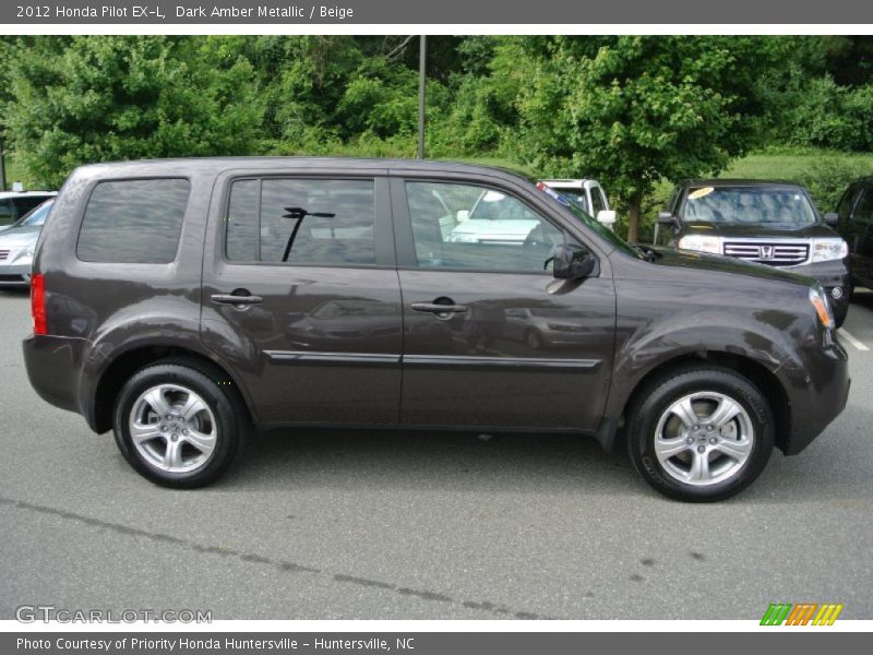 Dark Amber Metallic / Beige 2012 Honda Pilot EX-L