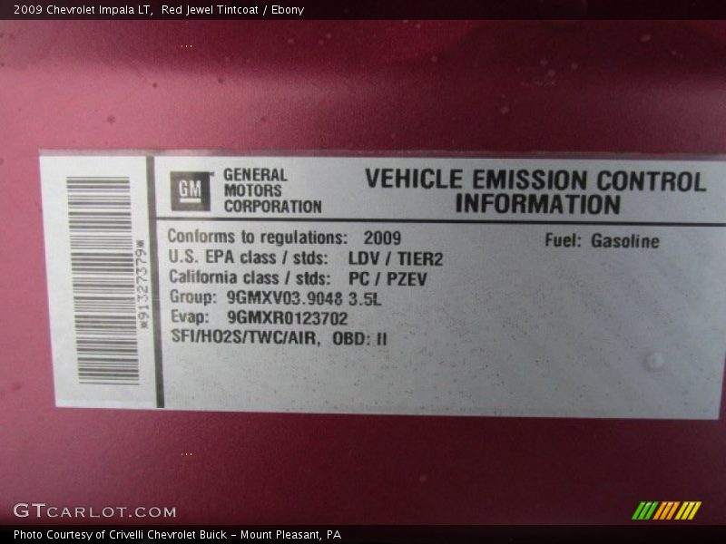 Red Jewel Tintcoat / Ebony 2009 Chevrolet Impala LT