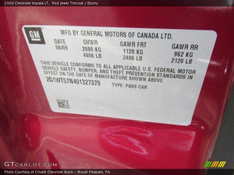 Red Jewel Tintcoat / Ebony 2009 Chevrolet Impala LT