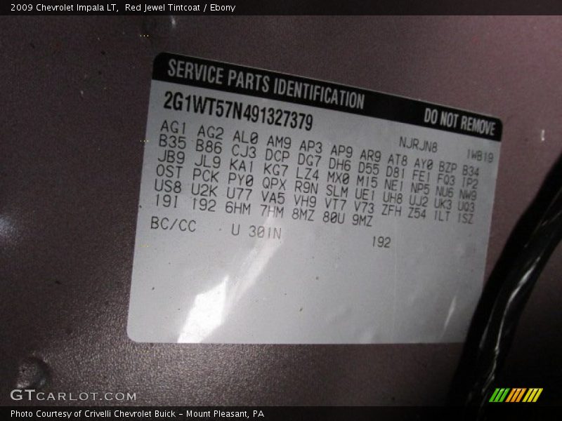Red Jewel Tintcoat / Ebony 2009 Chevrolet Impala LT