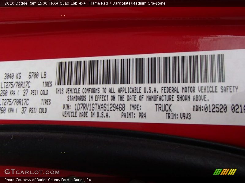Flame Red / Dark Slate/Medium Graystone 2010 Dodge Ram 1500 TRX4 Quad Cab 4x4