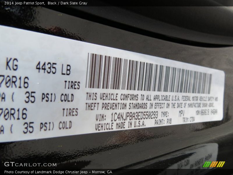 2014 Patriot Sport Black Color Code PX8
